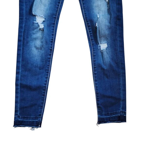KanCan Womens Skinny Jeans Size 3 25 Blue Distressed Crop Mid Rise Stretch - Picture 4 of 9